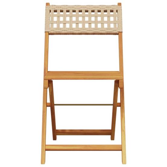 Lot de 8 Chaises de Jardin Pliantes Bois d'Acacia et Résine Tressée pour Balcon Terrasse Beige – ComfortXL Outdoor Living - Image 4