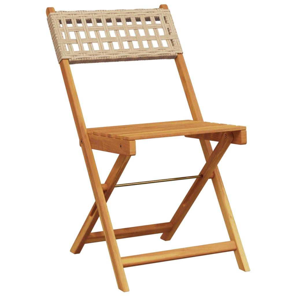 Lot de 8 Chaises de Jardin Pliantes Bois d'Acacia et Résine Tressée pour Balcon Terrasse Beige – ComfortXL Outdoor Living - Image 3