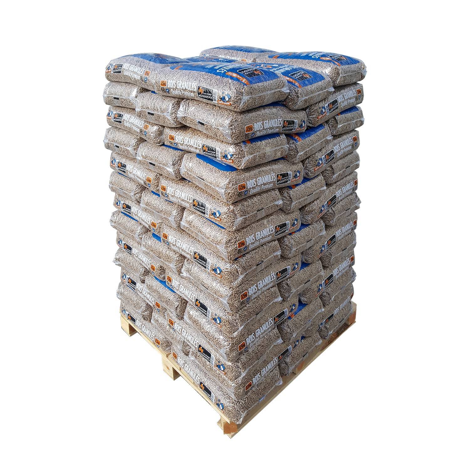 WOODSTOCK - Granulés Bois Premium 66x15kg - Certifié DinPlus NF, Écologique et Économique - Woodstock