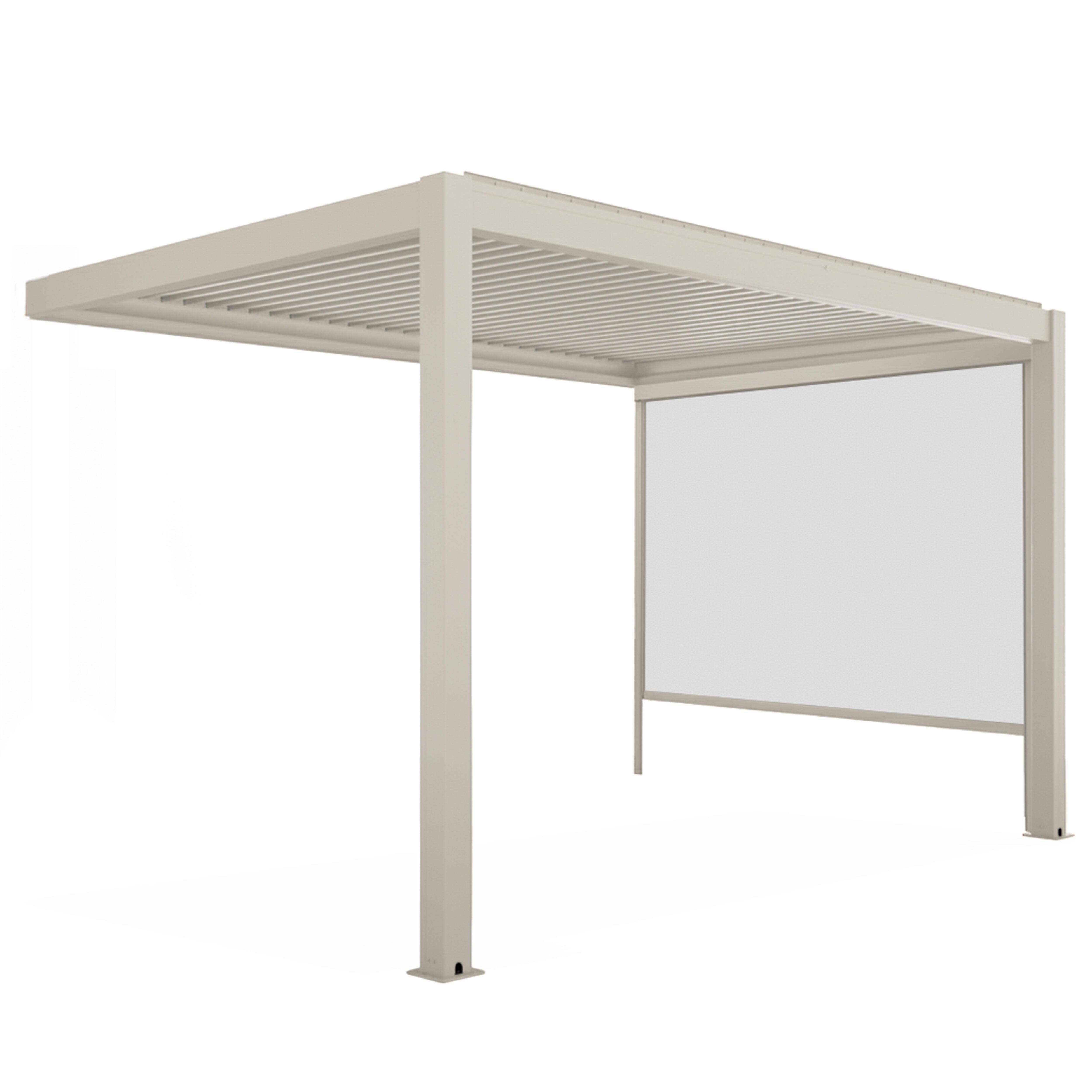 Oviala - Pergola bioclimatique adossée 3x4m et 1 store bois crème Oia - Oviala - Image 2