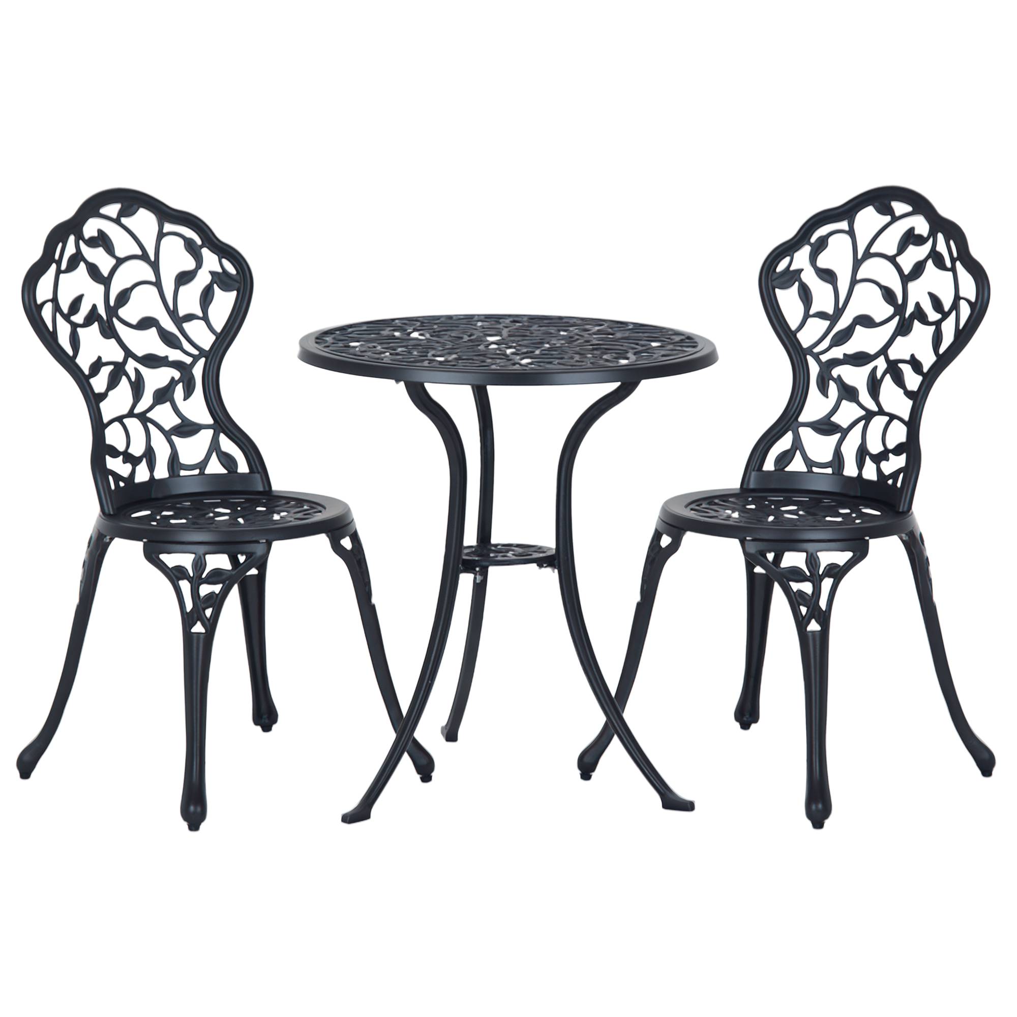 Sans Marque - Ensemble de bistrot 3 pièces avec 2 chaises et 1 table ronde style antique, pour jardin, terrasse, balcon, noir - Image 1