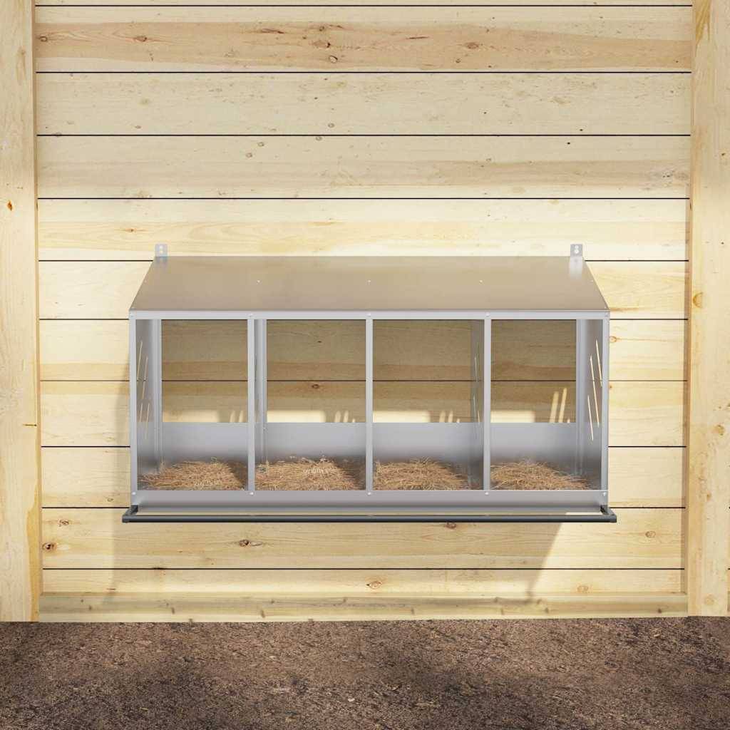 Pondoir de Poules 4 Compartiments Acier Galvanisé Nichoir de Ponte Argenté – ComfortXL Outdoor Living - Image 3