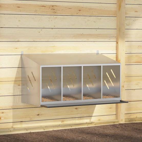 Pondoir de Poules 4 Compartiments Acier Galvanisé Nichoir de Ponte Argenté – ComfortXL Outdoor Living - Image 1