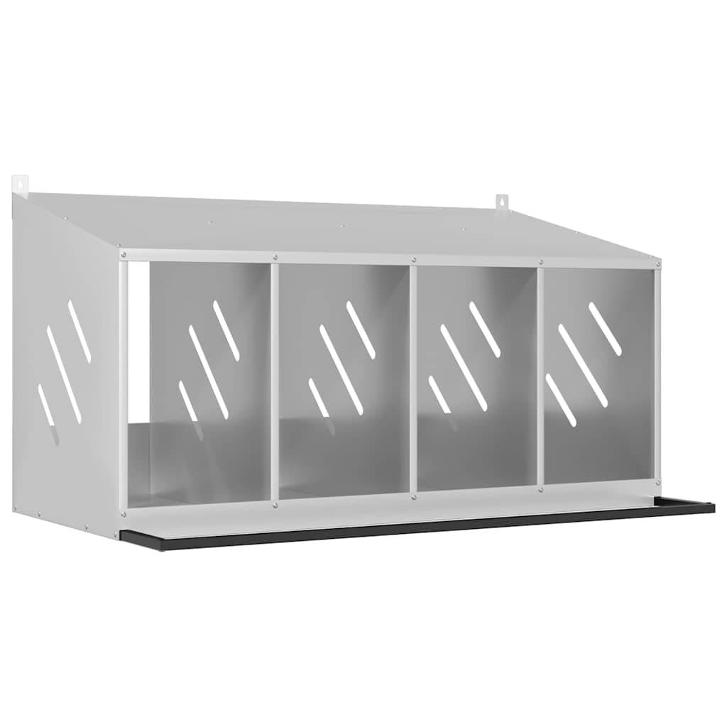 Pondoir de Poules 4 Compartiments Acier Galvanisé Nichoir de Ponte Argenté – ComfortXL Outdoor Living - Image 2