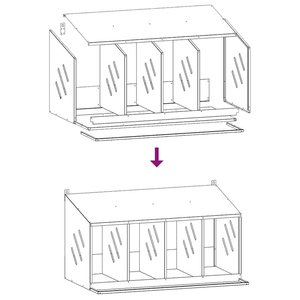 Pondoir de Poules 4 Compartiments Acier Galvanisé Nichoir de Ponte Argenté – ComfortXL Outdoor Living - Image 8