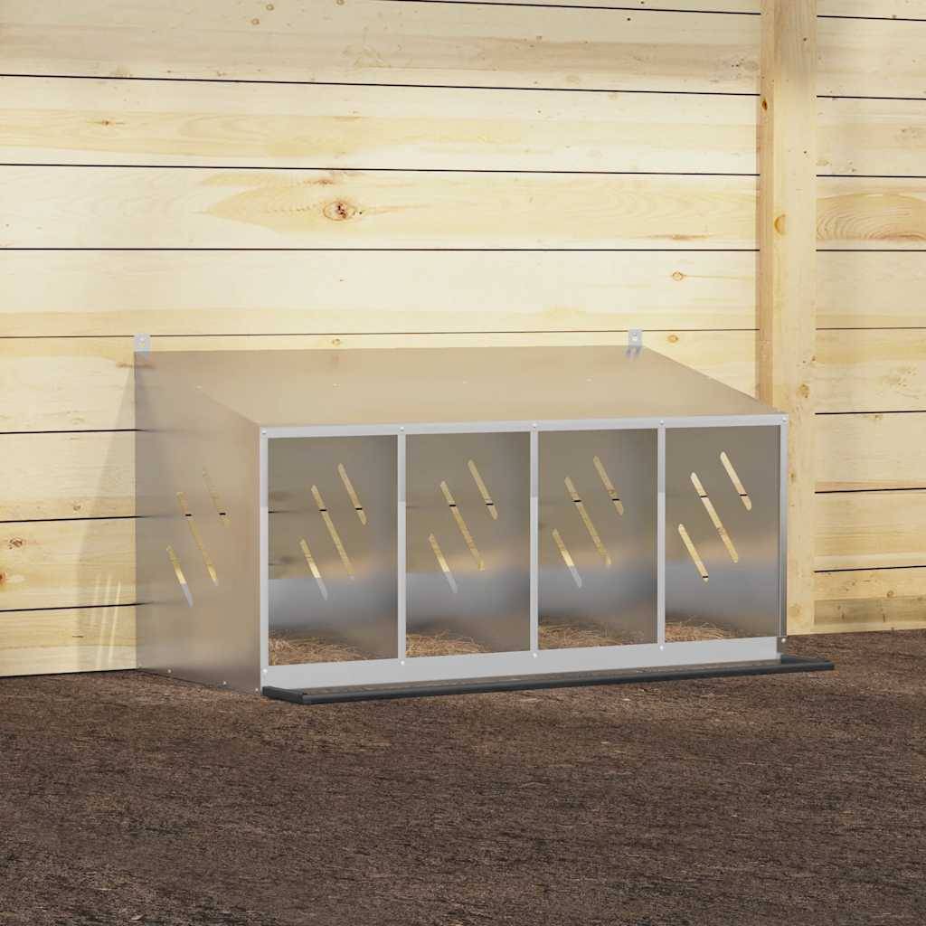 Pondoir de Poules 4 Compartiments Acier Galvanisé Nichoir de Ponte Argenté – ComfortXL Outdoor Living - Image 4