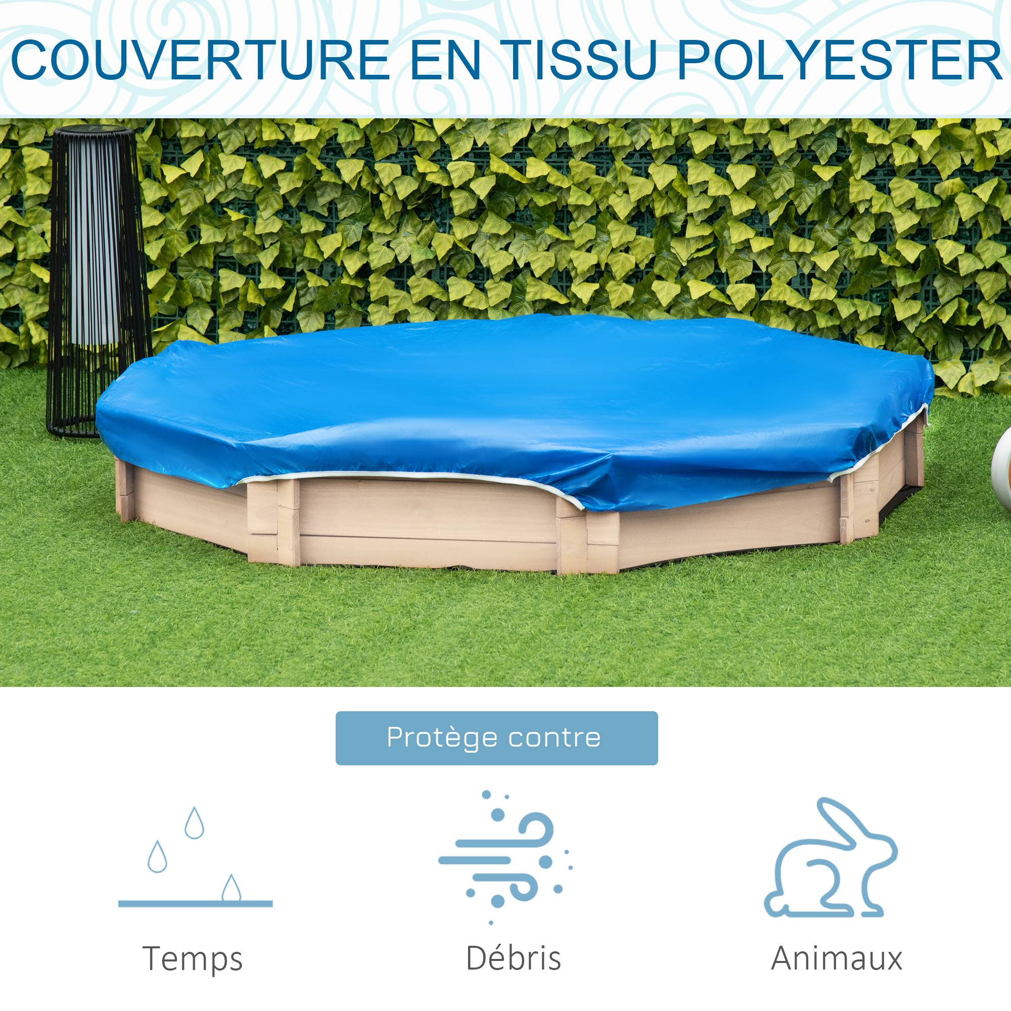 Outsunny - Bac à sable bois octogonal dim. 139,5L x 139,5l x 21,5H cm - 4 bancs - bâche de couverture, non tissé de sol inclus - bois sapin - Outsunny - Image 4