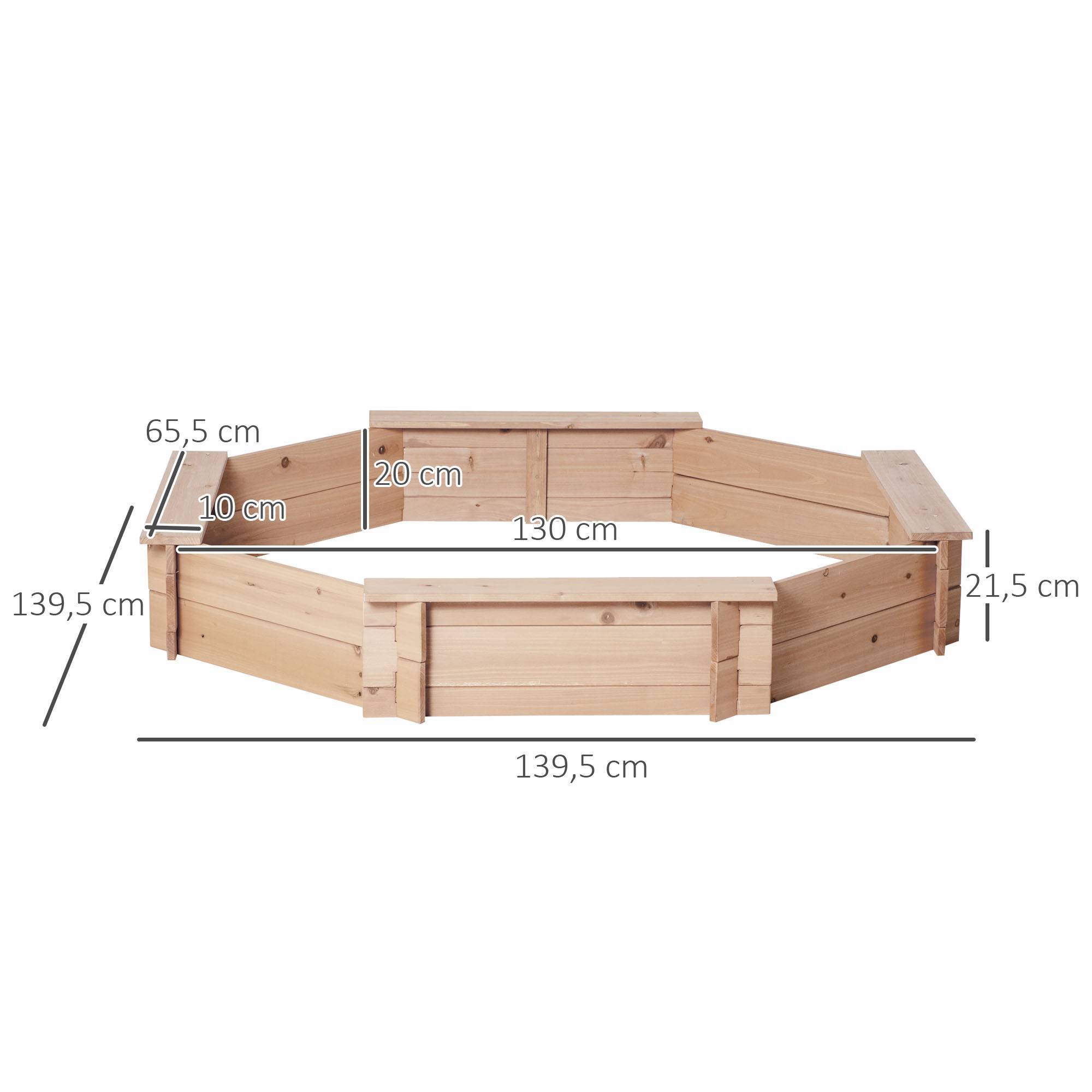 Outsunny - Bac à sable bois octogonal dim. 139,5L x 139,5l x 21,5H cm - 4 bancs - bâche de couverture, non tissé de sol inclus - bois sapin - Outsunny - Image 3