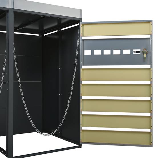 ComfortXL - Cache-poubelle double acier galvanisé extérieur avec jardinière verrouillable 132cm gris bois - ComfortXL Outdoor Living - Image 5