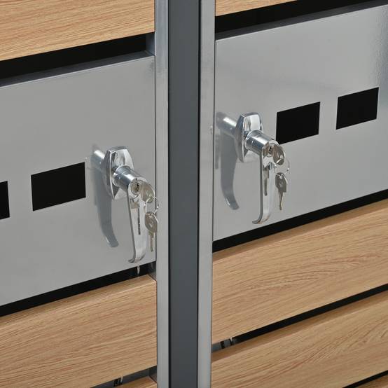 ComfortXL - Cache-poubelle double acier galvanisé extérieur avec jardinière verrouillable 132cm gris bois - ComfortXL Outdoor Living - Image 8