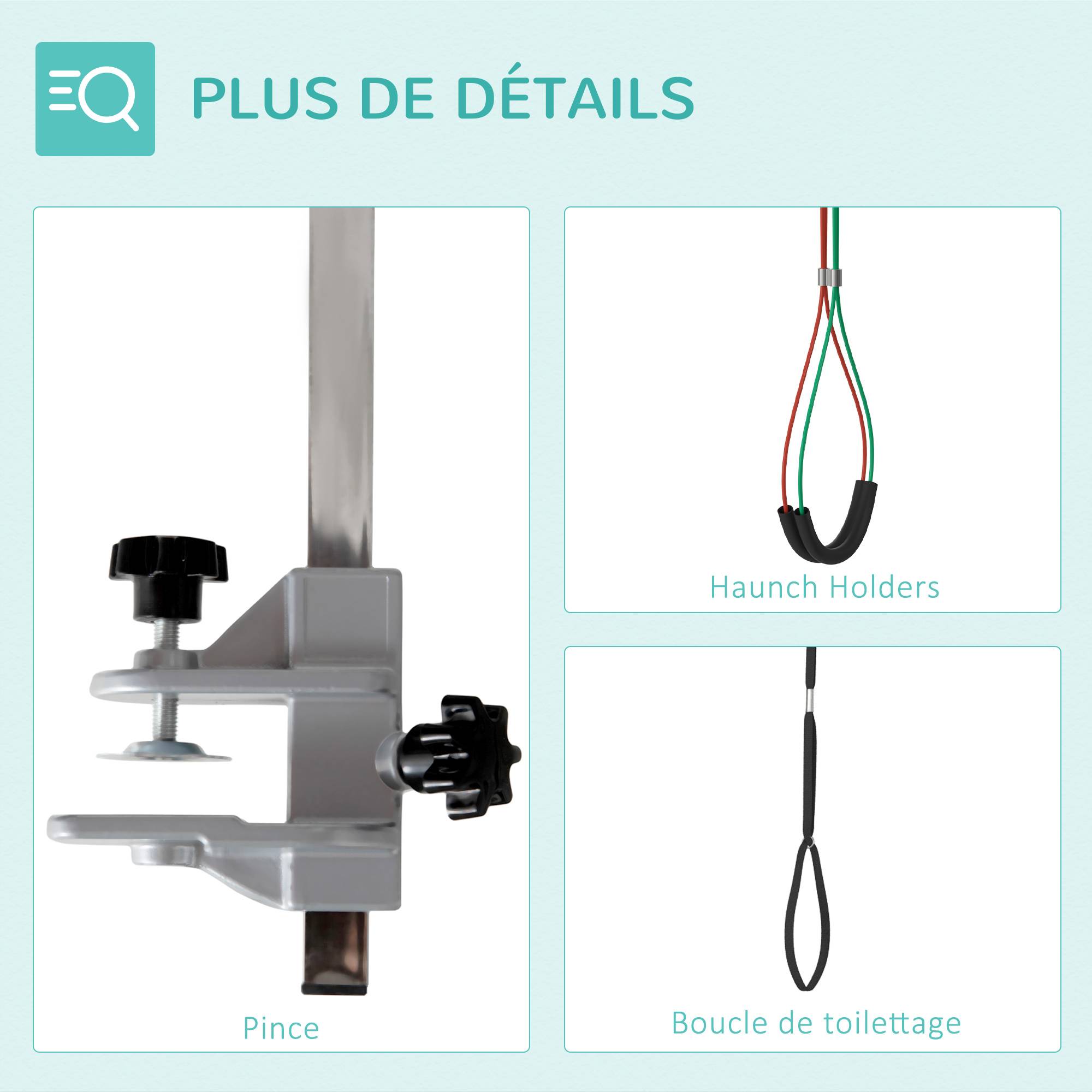 Sans Marque - Bras toilettage pliable,"Bras acier inox, collier serrage, hauteur réglable max 74cm, petites et grandes tailles" - Image 9
