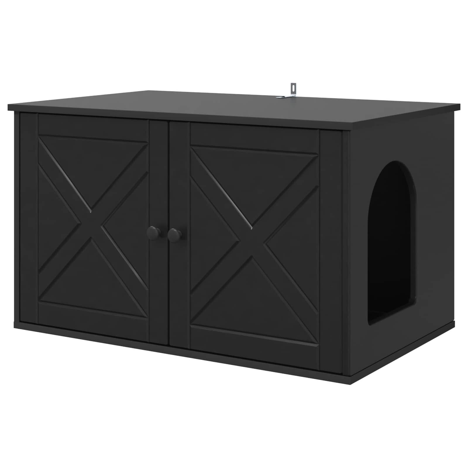 Maison pour chat bois d'ingénierie noir 85 x 55 x 50.5 cm - PANGIVO - Image 2