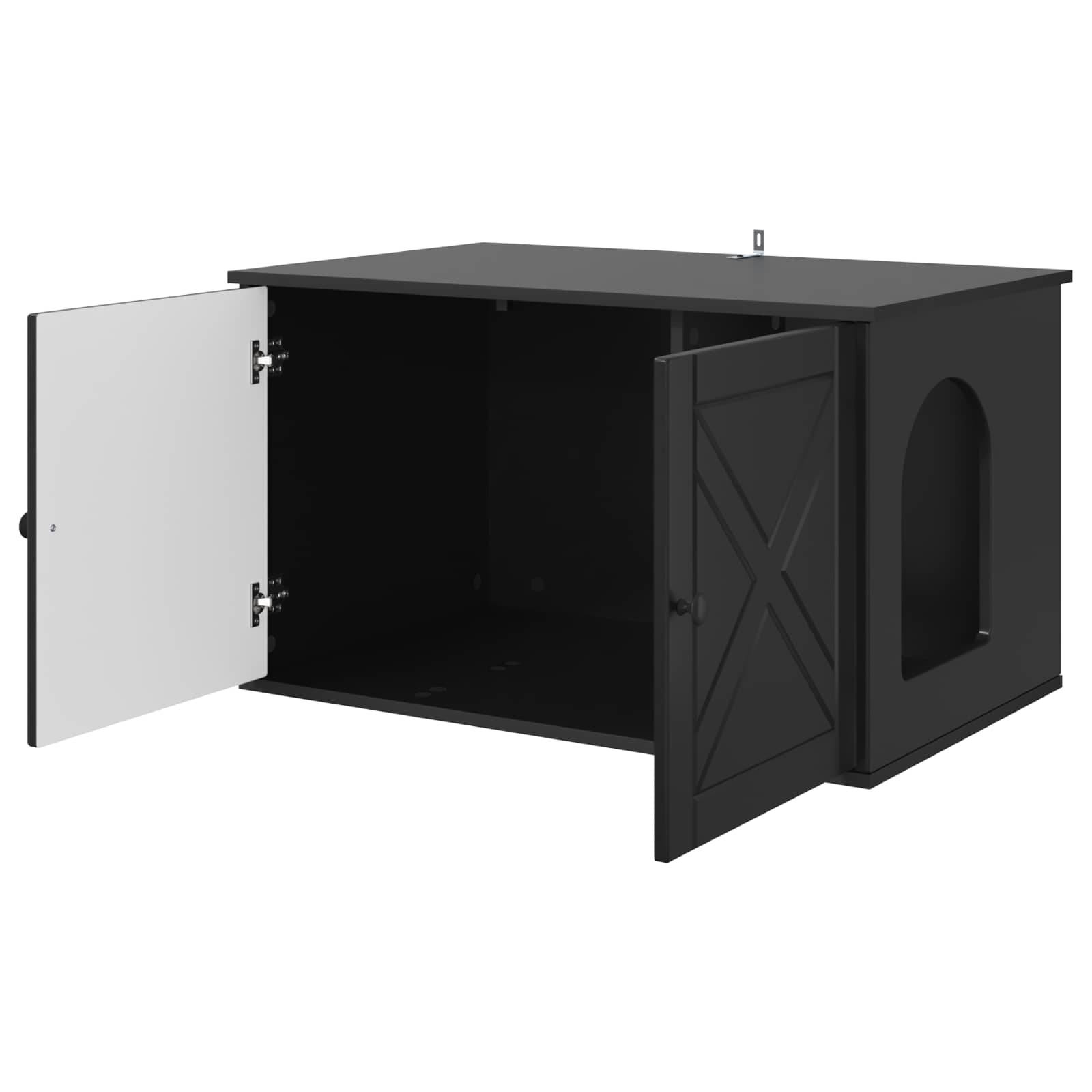 Maison pour chat bois d'ingénierie noir 85 x 55 x 50.5 cm - PANGIVO - Image 5