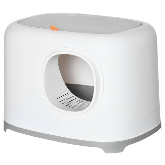 Bac à litière pour chat maison de toilette fermée avec couvercle et pelle, Plastique (PP), 55L x 40l x 39H cm, blanc - Image 2