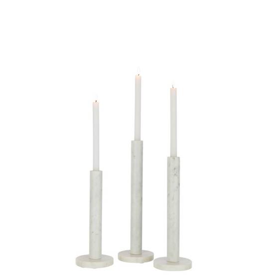 Set de 3 photophores en céramique blanche H30 à 40 cm - J-Line - Image 1