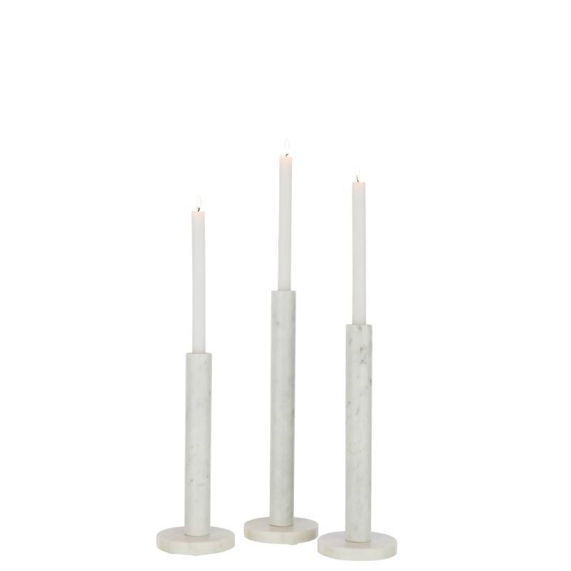 Set de 3 photophores en céramique blanche H30 à 40 cm - J-Line - Image 1