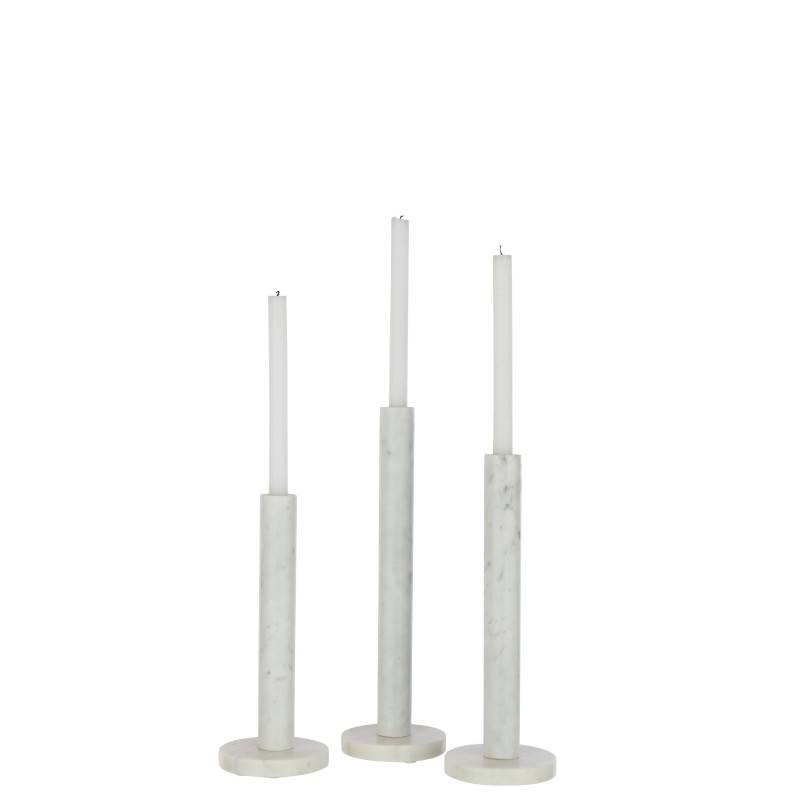 Set de 3 photophores en céramique blanche H30 à 40 cm - J-Line - Image 4