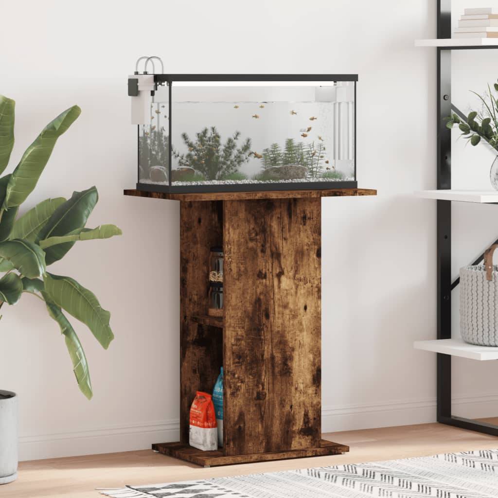 Meuble Aquarium Compact Bois avec Étagère Ouverte pour Bureau Chêne Fumé - ComfortXL Outdoor Living - Image 1