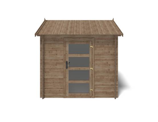 Altanka - Abri de jardin en bois - 7.5m2 - 2.5x3m - Traité - Ep. 28mm - Couleur: marron - DOM675 - ALTANKA - Image 5