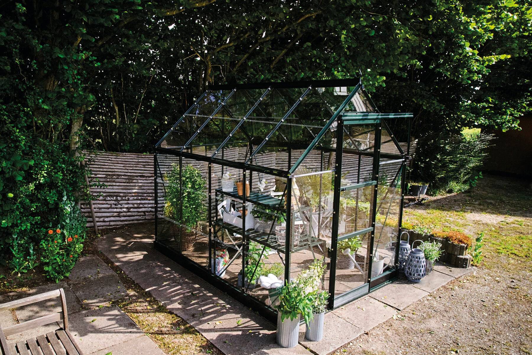 Halls - Serre en verre horticole 4,9 m² ICON 6, vert - Halls - Image 1
