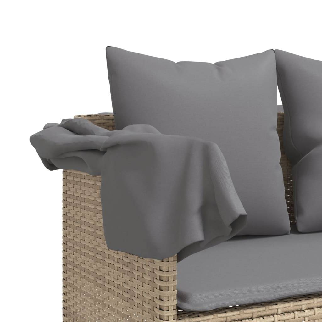 Chaise Longue Ombrage Réglable Résine Tressée Beige Terrasse – ComfortXL Outdoor Living - Image 10