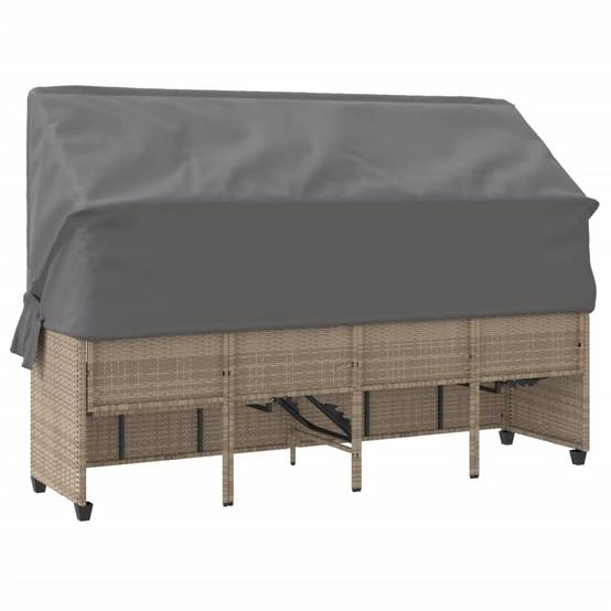 Chaise Longue Ombrage Réglable Résine Tressée Beige Terrasse – ComfortXL Outdoor Living - Image 8