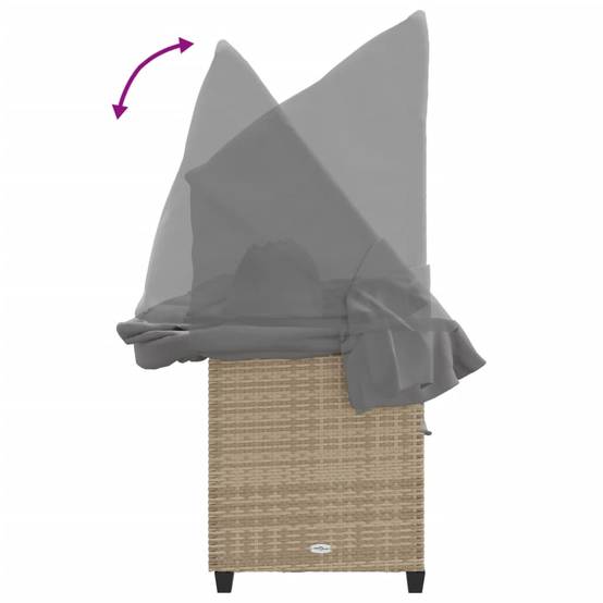 Chaise Longue Ombrage Réglable Résine Tressée Beige Terrasse – ComfortXL Outdoor Living - Image 9