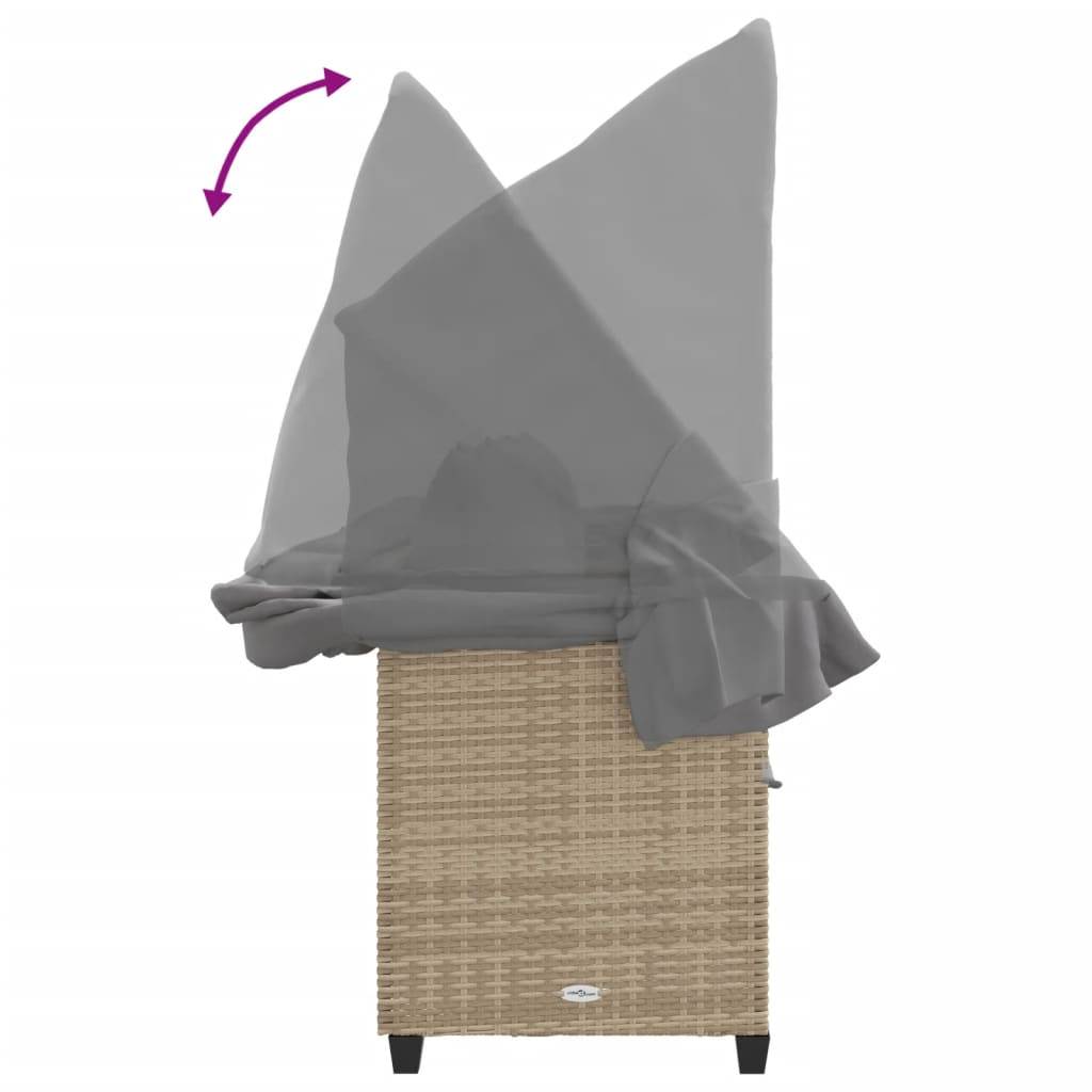 Chaise Longue Ombrage Réglable Résine Tressée Beige Terrasse – ComfortXL Outdoor Living - Image 9