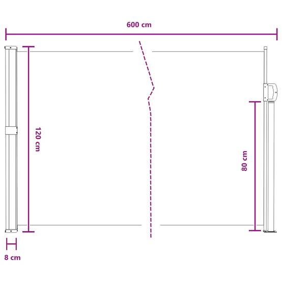 Store latéral rétractable polyester et acier gris 600 x 120 cm - PANGIVO - Image 8