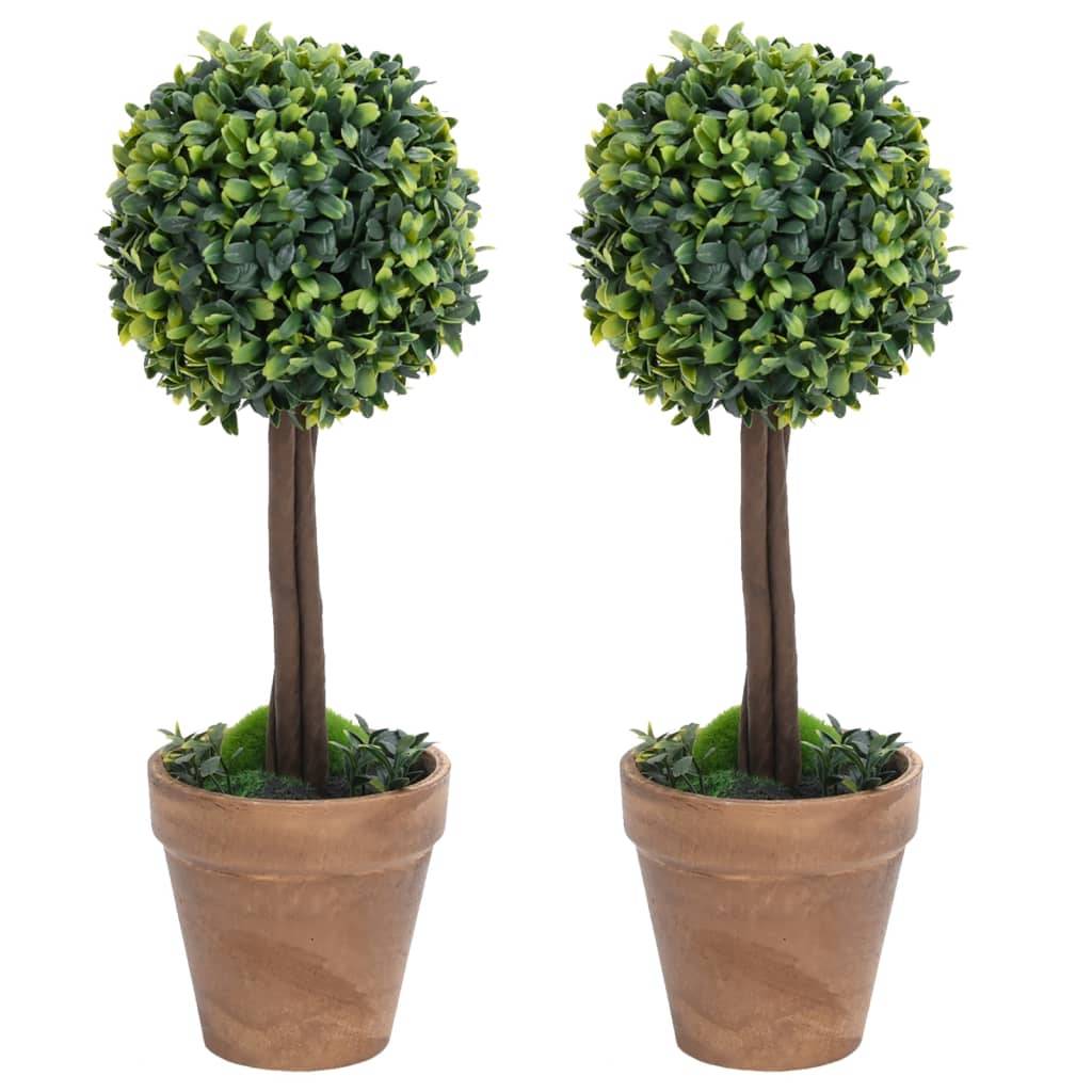 Plantes de buis artificiel polyéthylène vert 11.5 x 11.5 x 41 cm - PANGIVO - Image 1