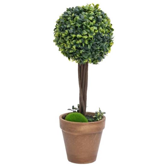 Plantes de buis artificiel polyéthylène vert 11.5 x 11.5 x 41 cm - PANGIVO - Image 2