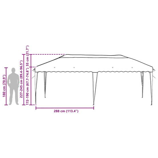 Tente de fête polyester Oxford extérieur pop-up hauteur réglable 575x290cm Orange - ComfortXL Outdoor Living - Image 10