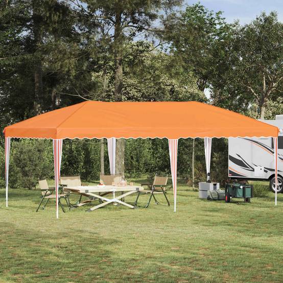 Tente de fête polyester Oxford extérieur pop-up hauteur réglable 575x290cm Orange - ComfortXL Outdoor Living - Image 1