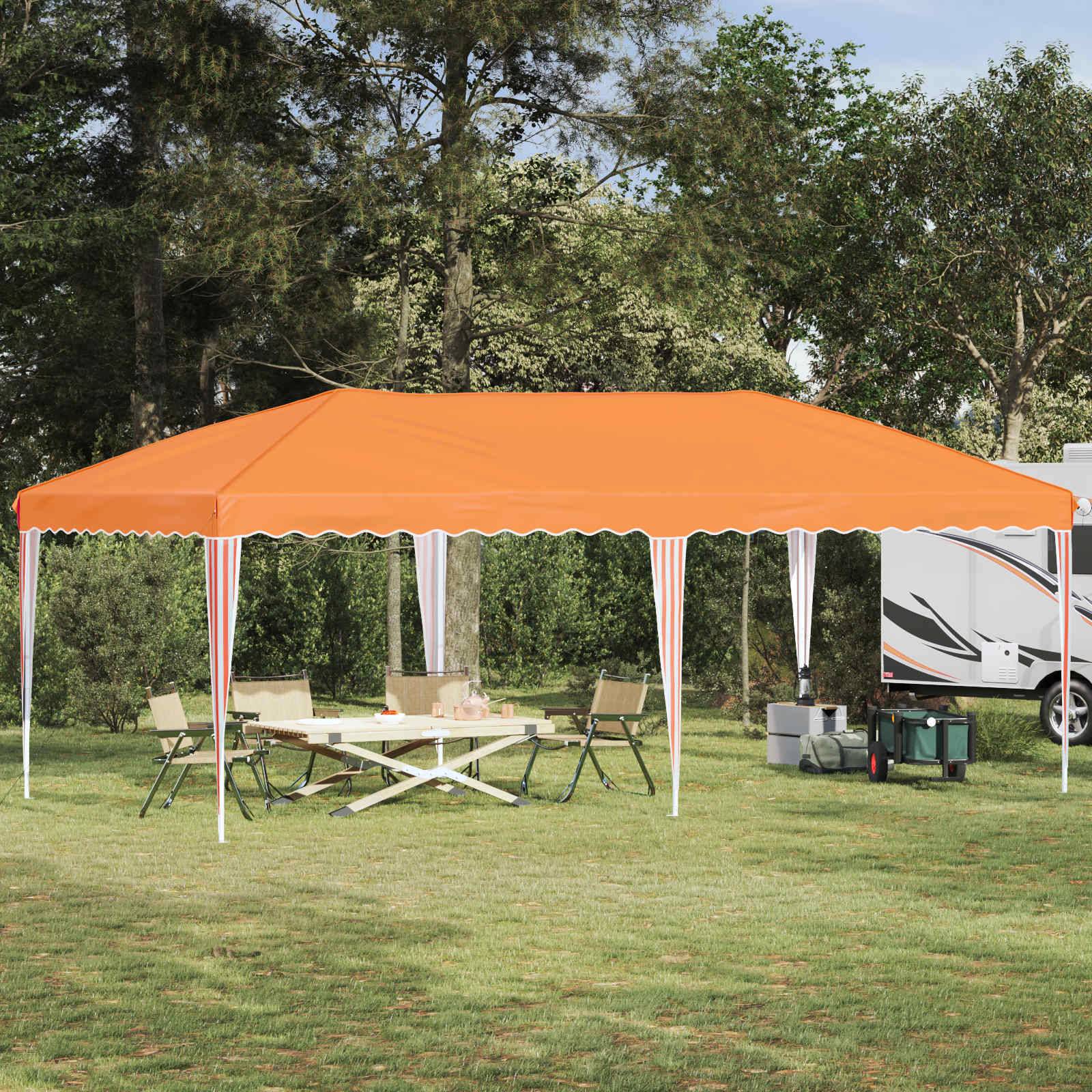 Tente de fête polyester Oxford extérieur pop-up hauteur réglable 575x290cm Orange - ComfortXL Outdoor Living - Image 1