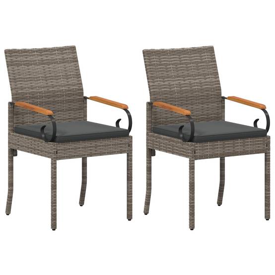 Chaises de jardin polyrotin et acier gris 59.5 x 50 x 88 cm, Poids:14.1kg - PANGIVO - Image 2