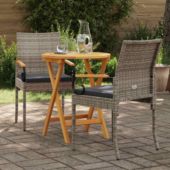 Chaises de jardin polyrotin et acier gris 59.5 x 50 x 88 cm, Poids:14.1kg - PANGIVO - Image 3