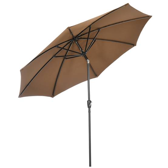 Parasol de jardin à manivelle et toit inclinable pour terrasse ou patio extérieur Ø300x252 cm Marron - Image 2