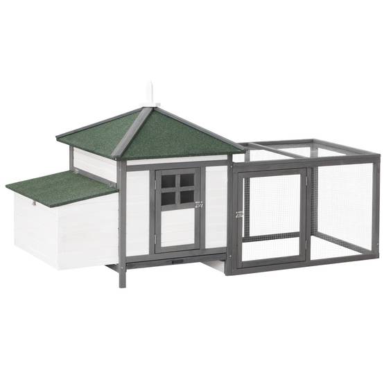 PANGIVO - Poulailler avec pondoir bois gris 196 x 76 x 97 cm - PANGIVO - Image 2