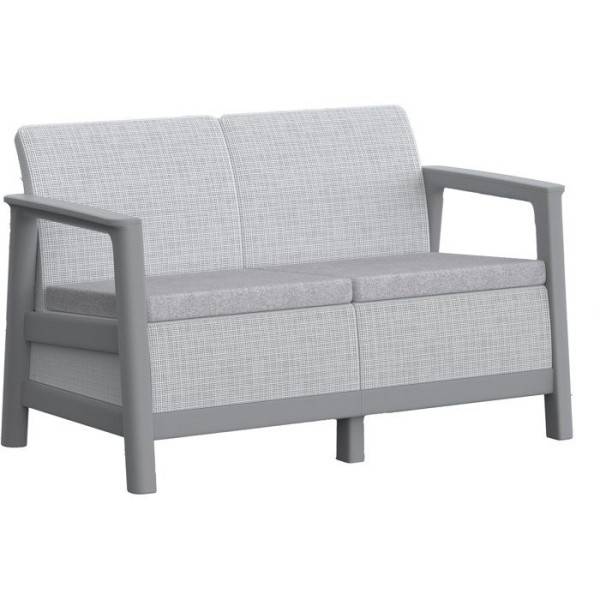 Keter - Salon bas de jardin - Résine - 4 places- Keter - Scandi Linea - Table coffre - Imitation canage gris clair et structure gris pe - Image 2