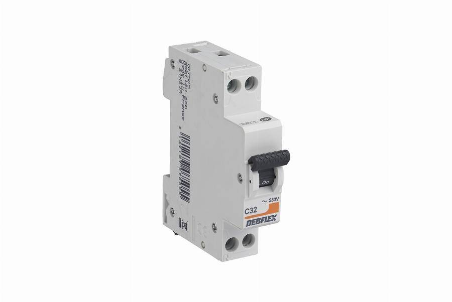 Disjoncteur 3KA Phase + Neutre 32 Ampères DEBFLEX Gris - 707505