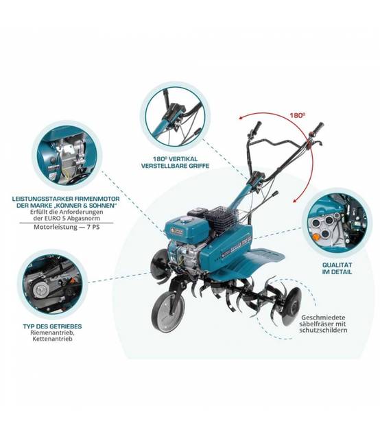 Motoculteur thermique 212cc, 6 fraises, largeur de travail de 108 cm - Könner Söhnen KS 7HP-950A - Image 3
