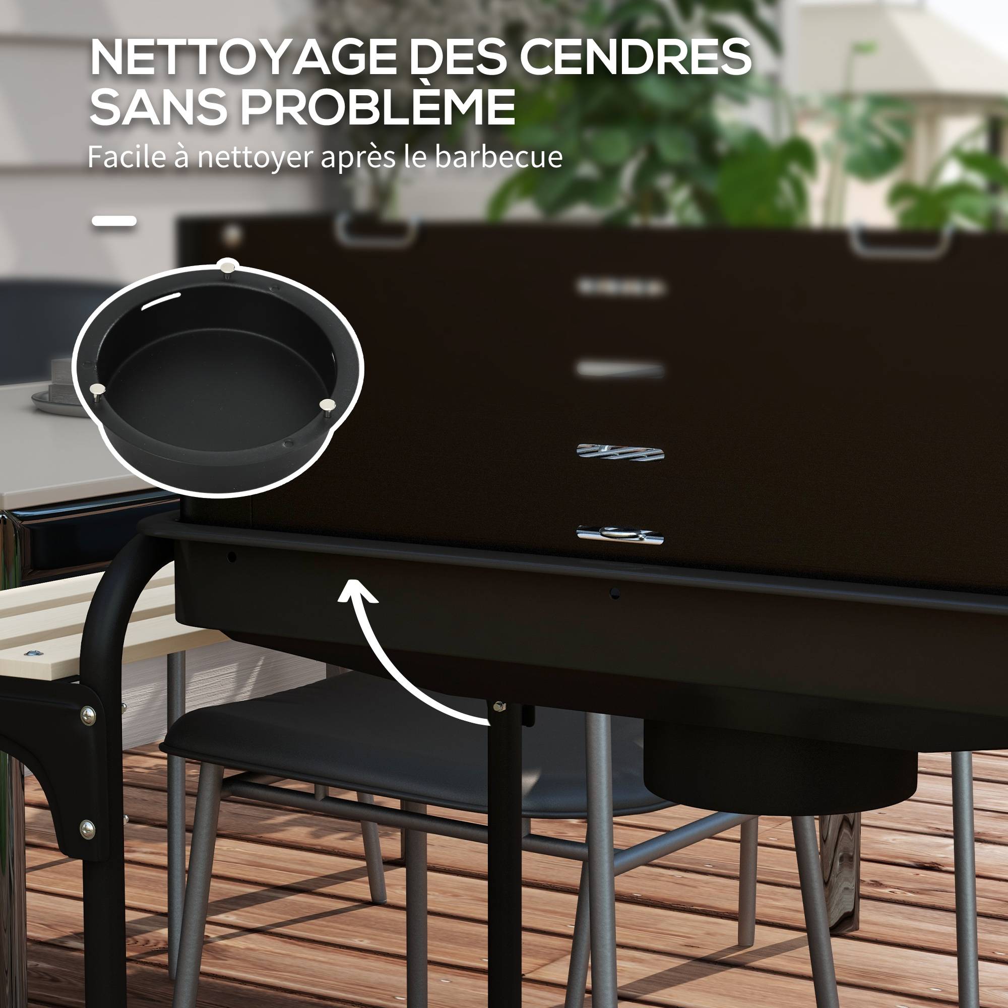 Barbecue à charbon chariot métal jardin cuisson réglable 3 étagères noir 103 cm - ComfortXL Outdoor Living - Image 9