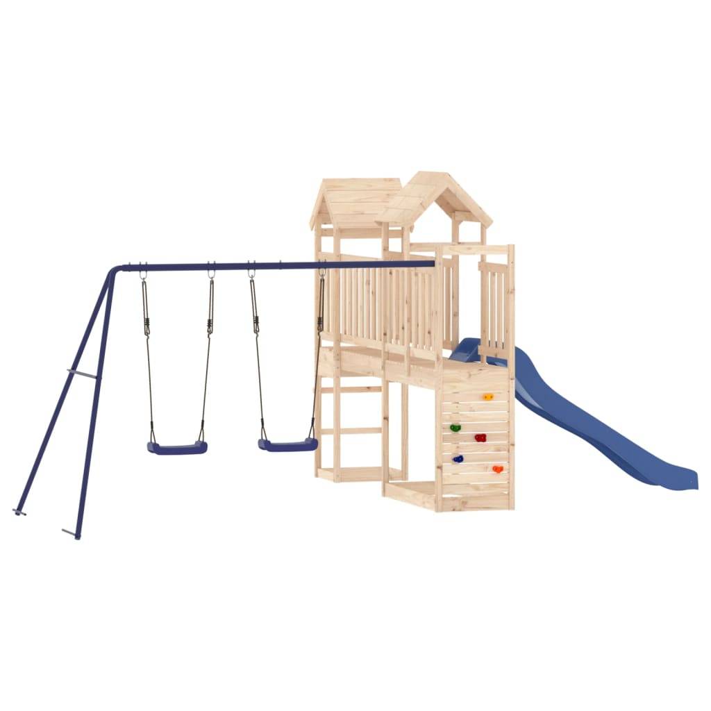 Helloshop26 - Aire de jeux d'extérieur balançoires toboggan portiques robuste jeux jardin 495 x 339 x 214 cm bois de pin massif - Image 1