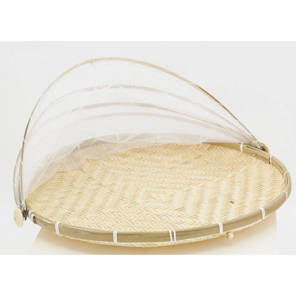 Aubry Gaspard - Plateau rond en bambou avec cloche en filet - Image 3