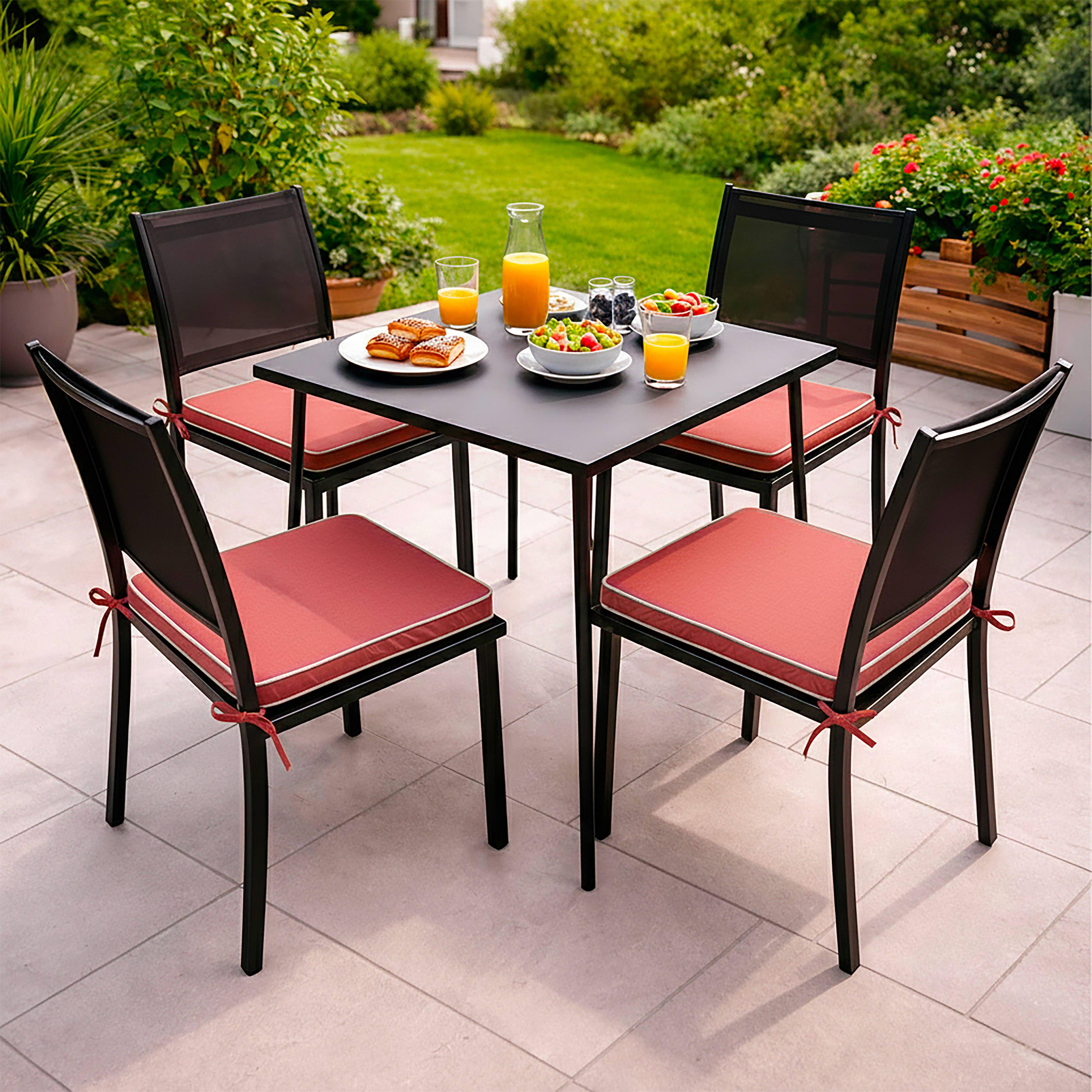 Oviala - Lot de 4 galettes de chaises unies carrées 40 cm argile Sayu - Oviala - Image 4