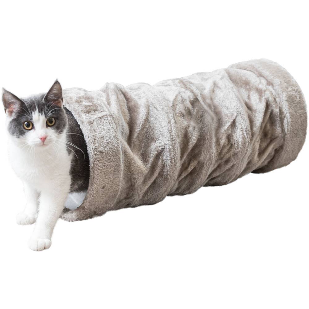 Trixie - Tunnel de jeu, peluche gris ø 22 × 60 cm pour chat - Image 3