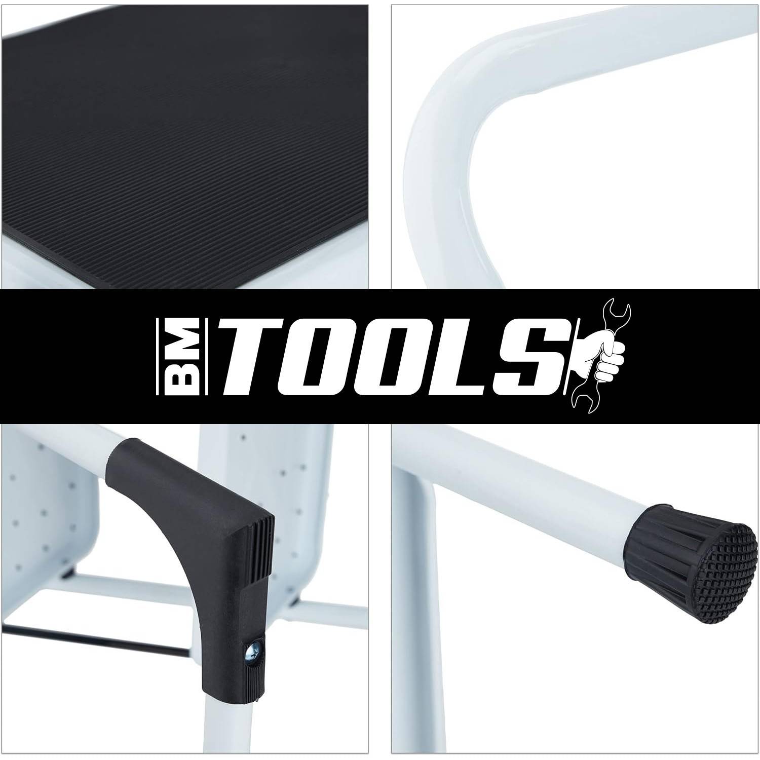 Escabeau à 5 marches BM TOOLS BMT-ESC5-ALU - Haut. de Travail : 99 cm - Prend Peu de Place et se Range Facilement - en Aluminium