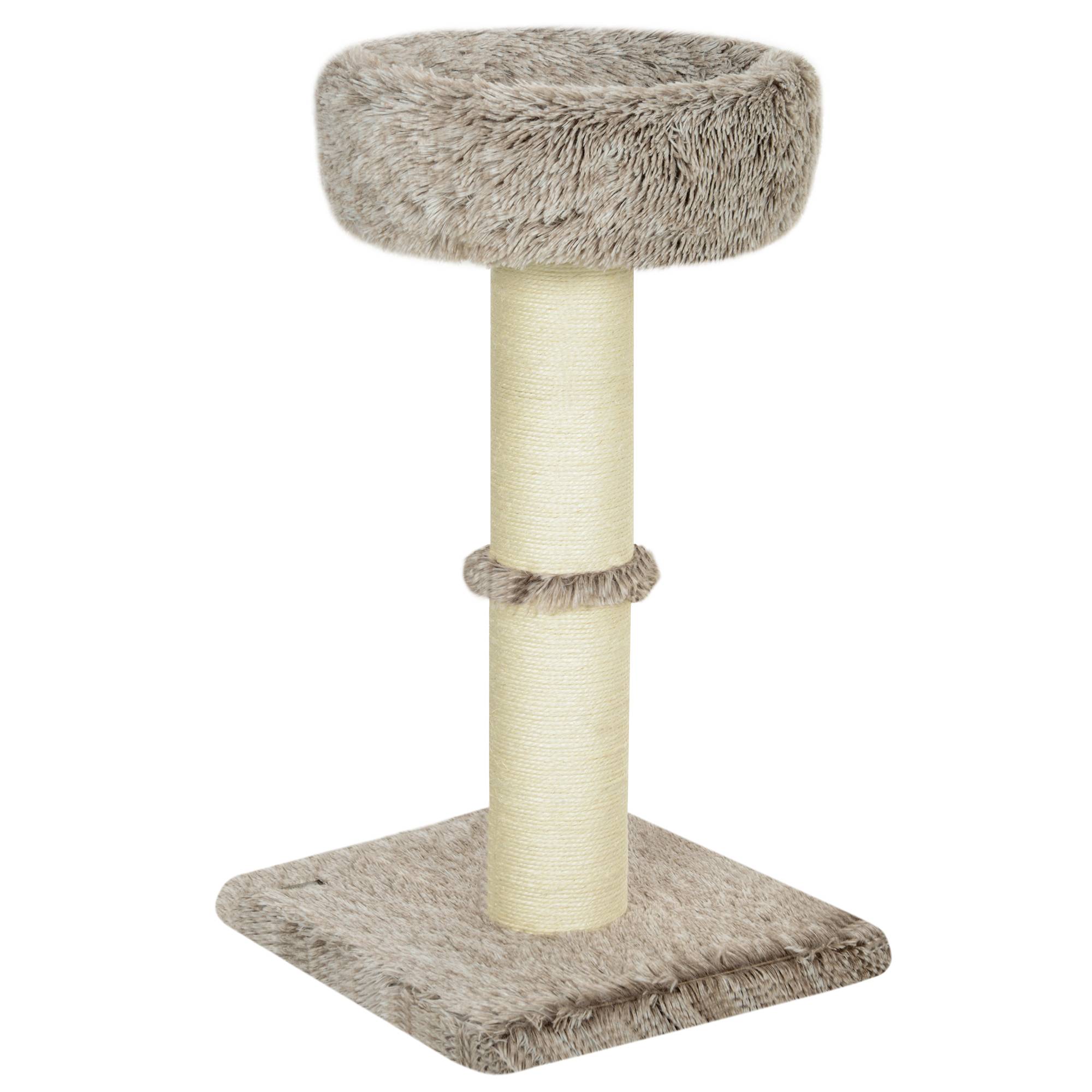 Arbre à chat bois peluche pour intérieur poteau à gratter épais 87cm marron - ComfortXL Outdoor Living - Image 2
