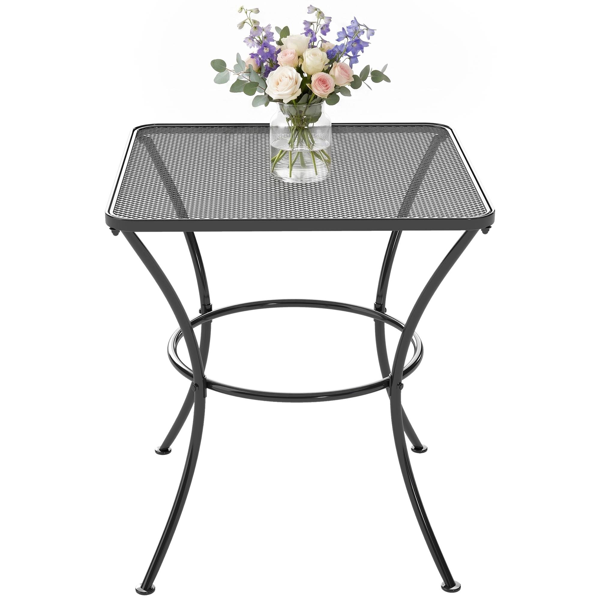 Sans Marque - Table de jardin carrée en acier avec plateau perforé, 45 x 45 x 50 cm, noire - Image 2