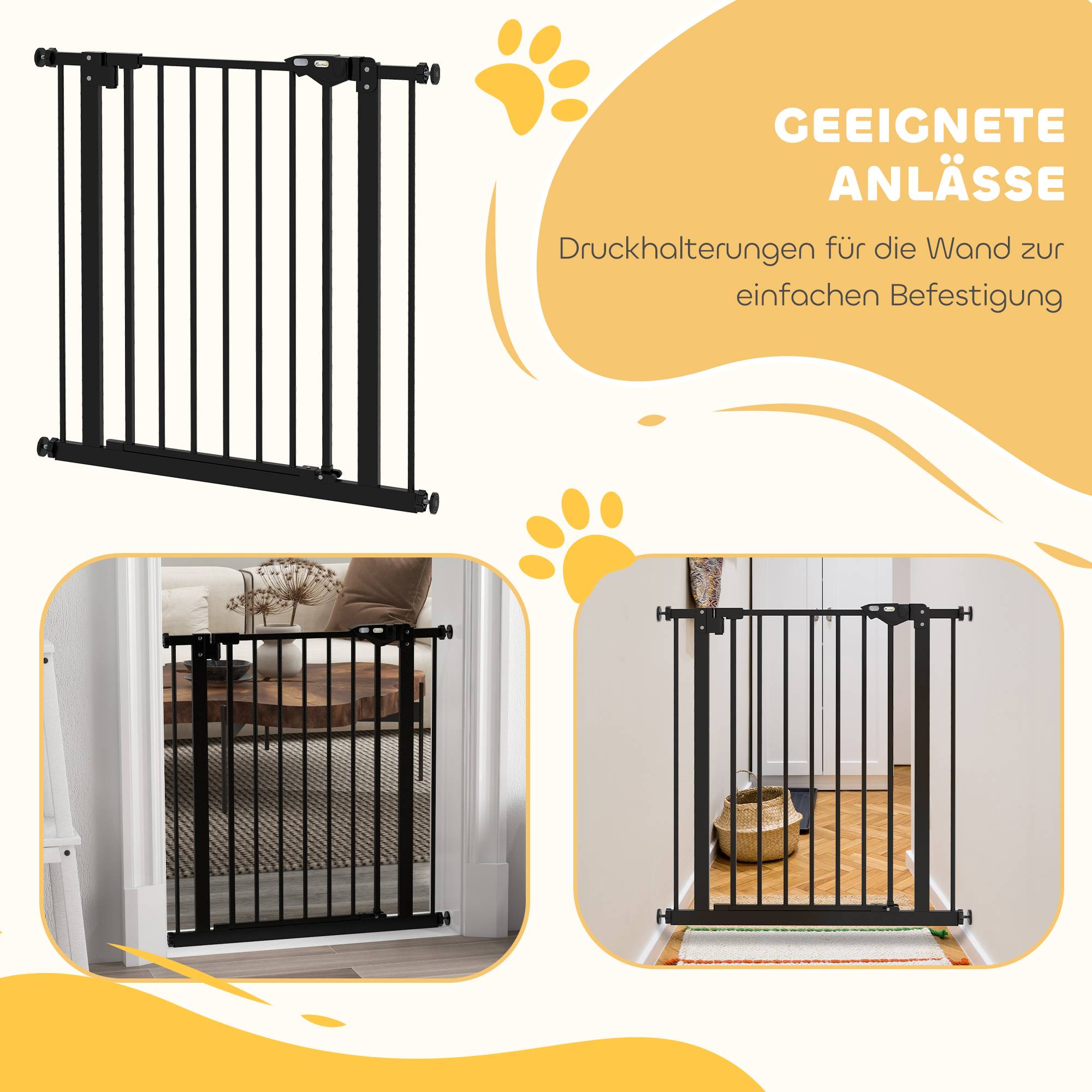 Barrière de porte pour chien, protection animal, métal, plastique, 74-80 cm, noir - Image 8